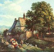 Adrian Ludwig Richter St.-Annen-Kirche zu Graupen in Bohmen oil painting on canvas
